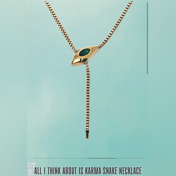 Taylor Swift All I Think About is Karma Reputation Snake Necklace - Gold - Picture 2 of 5